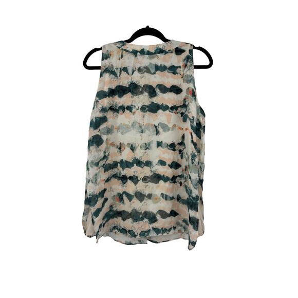 Cabi Top Womens Small Gelato Watercolor Blouse Pink Teal Sleeveless V-Neck #5035 - Picture 2 of 5